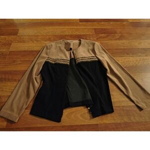 Dress Barn Size 12 Brown And Black Shoulder Pad Blazer Jacket